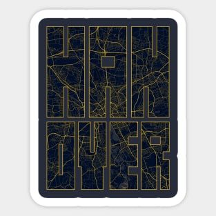 Hanover, Germany City Map Typography - Gold Art Deco Sticker